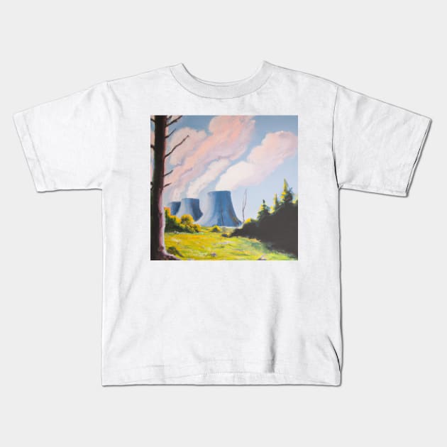 Nuclear Power Plants Oil Painting Kids T-Shirt by soulfulprintss8